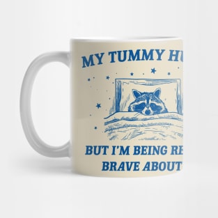 My Tummy Hurts Funny Raccoon Retro Cartoon Meme Old Cartoon Mug